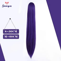 Snoya 60cm/30cm Synthetic Versatile Long Straight Claw Clip Ponytail Extensions for Ancient Costume Design Red Purple Pink Blue