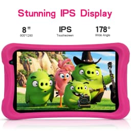 PRITOM 8 Inch Kids Android Tablet, 2GB RAM+64GB ROM, Quad Core, 5000 MAH, WiFi Dual Camera, Bluetooth, Toddler Tablet