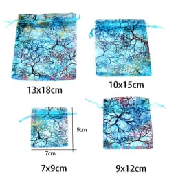 Chanfar 50pcs/lot Colored Trees Pattern Organza Gift Bags Wedding Organza Christmas Gift Bags Drawable Packaging Jewelry Bags
