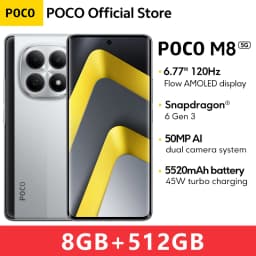 POCO M8 5G Global Version Smartphone Snapdragon® 6 Gen 3 6.77" Flow AMOLED display 5520mAh 45W Charging NFC
