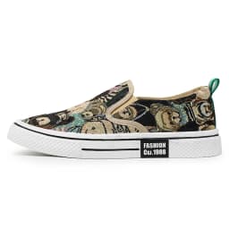 Bear Pattern Lazy Men's Shoes Slip-on Breathable Cloth Shoes Flat Bottom Comfortable Casual Canvas Shoes 