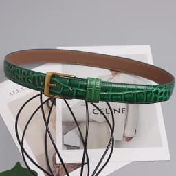 Women's Retro Simple Crocodile Pattern Leather Green Belts Female Belt Fashionable For Women Dress Decoration Waistband