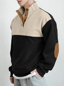 2026-Spring-Autumn-European-Men-Color-Block-Stand-Collar-Corduroy-Hoodie-Loose-Fit-Long-Sleeve-Pullover-Daily-Street-Outdoor-Spo