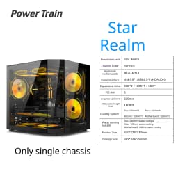 Power Train Star Realm M-ATX Desktop Case Three Sided Glass Panoramic Sea View Room Without Pillars 240 Water Cooler PC Case