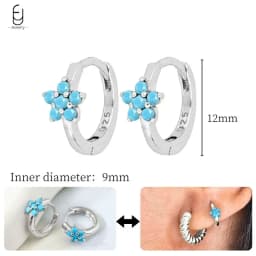 925 Sterling Silver Needle Exquisite Turquoise Silver Earrings for Women Blue Crystal Geometry Pendant Earrings Luxury Jewelry