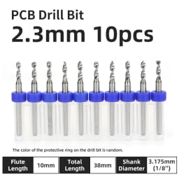 TOOLEYE 10pcs PCB Drill Bit Set Micro Drills Printed Circuit Board 1/8" Shank Mini CNC Drill Bits 0.1-3.175mm Drilling Tools