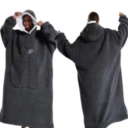 Extra Long Wearable Blankets Winter Flannel Hooded Blanket with Full Sleeves Men Women Cozy Soft Throw Adult TV Blanket