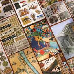 50pcs Ancient Egypt Maerial Pack with Stickers and Material Paper Craft Scrapbooking Junk Journal Decorative Stickers