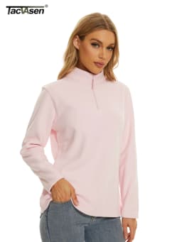 TACVASEN Stand Collar 1/4 Zip Fleece Pullover Womens Outdoor Sports Casual Tops Autumn Winter Lightweight Soft Warm Sweatshirt