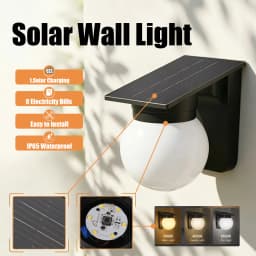Outdoor Solar LED Wall Lights IP65 Waterproof Wall Sconce 3-Colors Temperature Dimmable Solar Lamp For Garden Porch Patio Fence