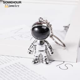 SOMEHOUR Handmade 3D Astronaut Space Robot Spaceman Keychain New Fashion Car Bag Keyring Holder Gadgets Accessories Friend Gift