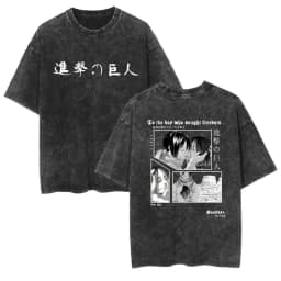 2026 Attack on Titan Anime Printed T-shirt Men's and Women's Washed T-shirt High Quality Vintage Cotton T-shirt Harajuku Y2K Top