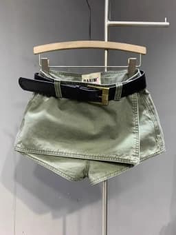 Retro Spice Girl Fake Two-piece Design Denim Shorts A-word Skirts Shorts Women Hot Pants