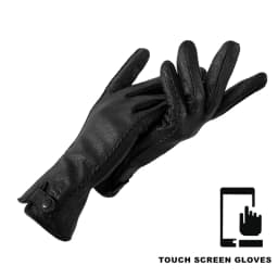 New Women's Genuine Leather Winter Warm Women's Soft 70% Wool Lining Rivet Buckle High-Quality Connected Finger Gloves