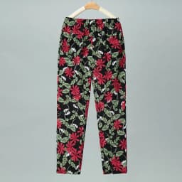 Summer Thin Nine Points Ice Silk Loose Straight Leg Pants High Waist Floral Design for Mom And andma Comfortable Casual Tro...