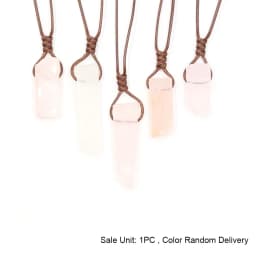 CSJA Healing Crystals Necklaces Irregular Natural Stone Slice Pendant Necklace Pink Quartz Labradorite Tiger Eye Jewelry H090