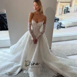 Oine Exquisite 2026 New A-Line Wedding Dresses Pleat Pearls Lace Bridal Gowns Customized Sweep Train Lace-up Vestidos De Novia