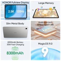 Global Version HONOR Pad X9a 11.5" 120Hz 2.5K Fullview Display Snapdragon 685 Slim Metal Body Tablet WiFi/LTE Android15 8300mAh