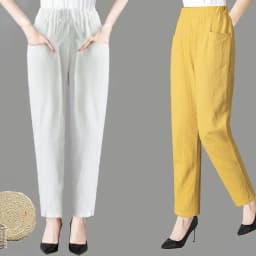 Large Size Korean Casual Thin Cotton Linen Pants Women Spring Summer Elastic Waist Ankle-Length Pants Woman Harem Trousers