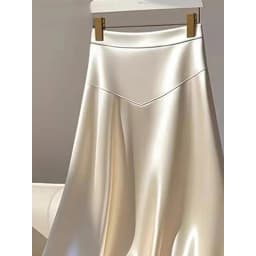 2025 Women Spring Autumn Elegant Temperament Solid Color Satin Skirt Women Clothes Simplicity Office Lady All Match A Line Skirt
