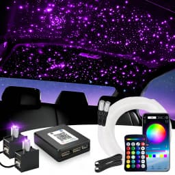 14W Split Starlight Headliner Kit, Fiber Optic RGBW Star Lights for Car Roof Ceiling with 1/2/4 Light Heads, APP/Remote Control, Static 10 Colors