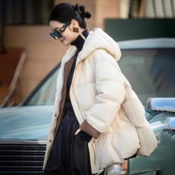 Schinteon Women Down Jacket Casual Loose Over Size Warm Autumn Winter Outwear White Duck Down with Hood Fashion Maternity Coat