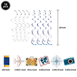 Global Travel Disposable Tableware Plates Cups Hanging Spiral Cake Topper Balloons Adventure Retirement Graduation Party Decor