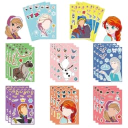 New 8pcs/Set F-r-o-z-e-n Cartoon Anime Stickers DIY Assemble Game Decal Make a Face Jigsaw Creative Birthday Party Gift