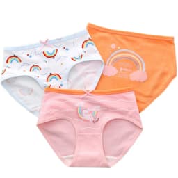 Children Pure Cotton Briefs Boxers 3pcs/Pack Size 3-15T Teen Girls Underwear Bright Color Prints Kids Quality Underpants