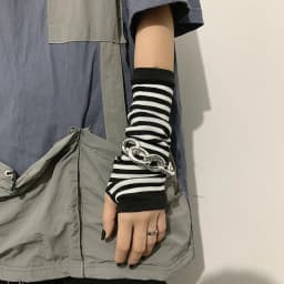 Y2K Striped Long Sleeves Arm Warmers Spring Autumn Women Party Gothic Fingerless Hip-Hop Knitted Soft Elastic Punk Arm Sleeves