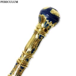 Victorian Blue Gold Embossed Round Handle Walking Cane Detachable Vintage Walking Stick for Cosplay Party Prop for Men And Women