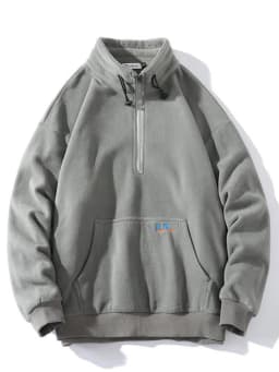 Gmiixder Half-zip Hoodless Sweatshirt Autumn Winter Stand-up Collar Shirt Oversize Velevet Tops Lovers Trend Polar Fleece Jacket