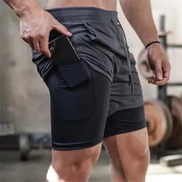 2025 Summer Running Shorts Men 2 in 1 Sports Jogging Fitness Shorts Training Quick Dry Mens Gym Men Shorts Sport gym Short Pants