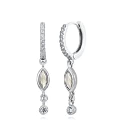 925 Sterling Silver Ear Needle White Zircon Silver Series Earrings ins Tassel Pendant Hoop Earrings For Women Advanced Jewelry