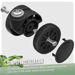 8Pcs Luggage Replacement Wheels Kit Black Suitcase Repair Wheel W/H Screw Wear-Resistant Trolley Wheel 55mm Axles Caster Parts