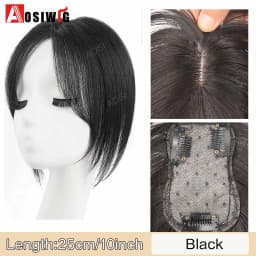 Long Straight Topper Hair Piece With Bangs Invisible Seamless Clip Overhead Toupee Invisible Replacement block Cover White Hair