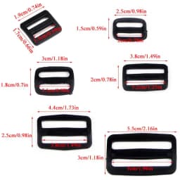 5PCS Curve Tri-Glide Slider Sliplock Buckle Adjustable Plastic Black For Bag Straps Webbing Size 15mm 20mm 25mm 32mm 38mm 50mm