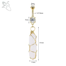 ZS 1 PC Cute Shell Pendant Belly Button Ring Moonstone Drop Belly Rings 14G Stainless Steel Summer Flower Navel Piercing Jewelry
