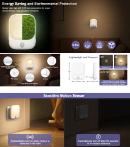 1pc/2pcs/4pcs/10pcs Smart LED Night Light with Sensor, Adjustable Brightness, Motion Sensor Night Light, Warm White