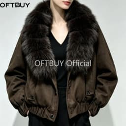 OFTBUY Cropped Elastic Cuff Duck Down Coat Vintage Outerwear New Real Fox Fur Collar Coat Women Button Puffer Jacket Female
