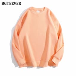 BGTEEVER Casual O-neck Loose Women Pullovers Spring Autumn Long Sleeve Basic Cotton Sweatshirts for Women