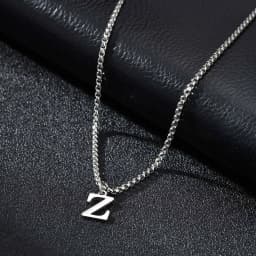Vnox Simple A-Z Letter Necklace for Men, Waterproof Stainless Steel 26 Letters Pendant Necklace,Men’s Minimal Initial Necklace