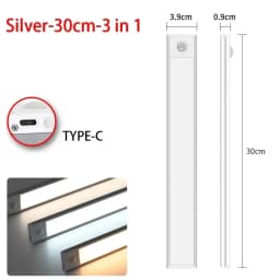 LED Motion Sensor Light Under Counter Lighting Wireless USB Rechargeable Kitchen Night Lights Magnetic 3-Colors Bedroom Lighting