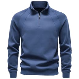 AIOPESON Half Zip Cotton Blend Sweatshirts Stand Collar Ribbed Cuffs Raglan Sleeve Casual Sports Men Autumn Winter Warm Pullover