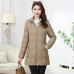 Autumn Winter Warm Thin Jacket Long-sleeved Jacket Parkas Hooded Middle age Women Cotton-padded Tops Mother Female Overcoat