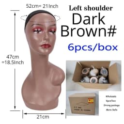 Half Shoulder Dummy Head 6Pcs/Box Fiber Glass Mannequin Head With Bottom Cover Wig Display Stand Female Mannequin Head For Wig