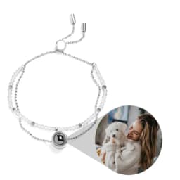 Custom Photo Projection Bracelet Personalized Crystal Natural Stone Double Bracelet For Women Gift