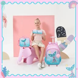 Bunnyfly 3PCS Rolling Backpack for School Kids Wheeled Backpack with Silent Wheels Lightweight Primary School Bag Durable Daypac