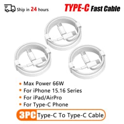 66W Type C PD 30W USB Cable For Apple iPhone 16 15 14 13 11 Pro Max 12 Mini 7 8 Plus XS R Fast Charging USB C Cable Charge Wire