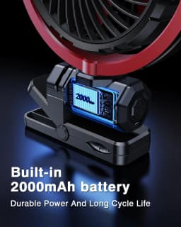 Eary Battery Powered Car Fan 2000mAh Clip On Fan for Car Visor Quiet 360° Rotate Usb Rechargeable for SUV Van Truck Accessories